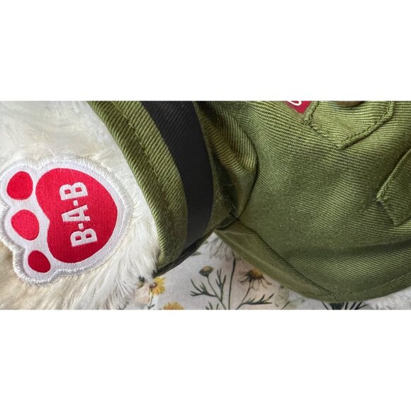 Build-A-Bear Workshop White Bear In Green Military Jacket - Picture 3 of 5